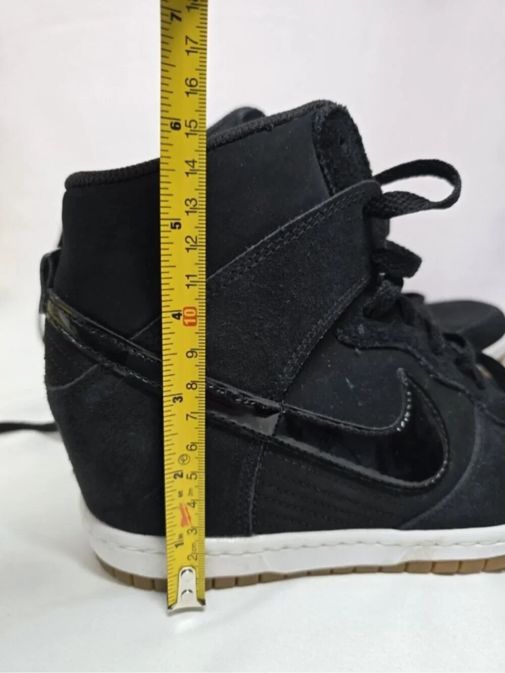 Nike Dunk Sky Hi Hidden Wedge Heel Womens Sneakers Black Suede 644877-011 Size 9